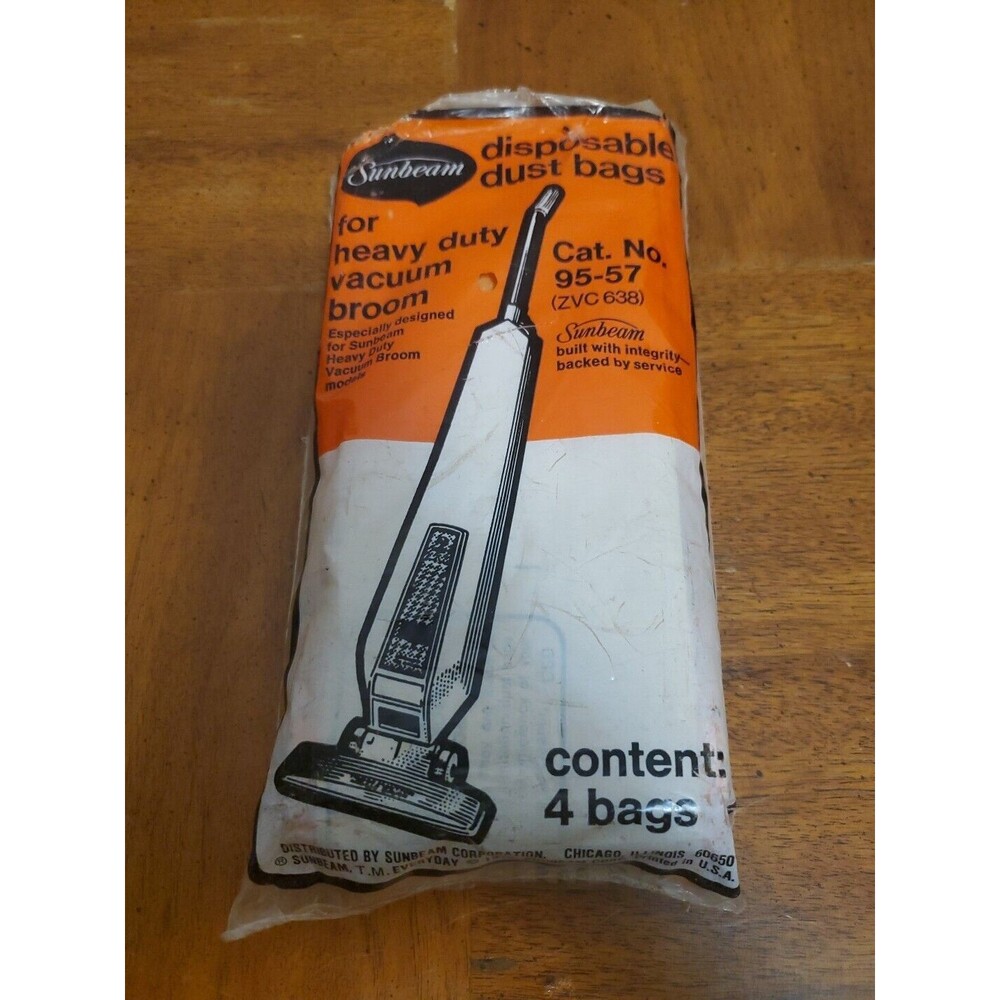 Sunbeam Heavy Duty Vacuum Broom Disposable Dust Bags 95-57 Lot Of 4 Open Box Vtg